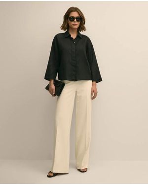 Brooks Brothers Linen Relaxed Bell-Sleeve Cropped Shirt - Natural