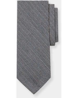 Brooks Brothers Herringbone Wool Tie - Grey