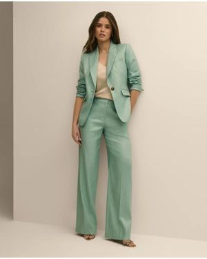 Brooks Brothers Linen-Blend Wide-Leg Pants - Green