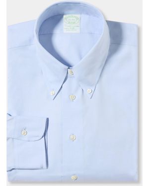 Brooks Brothers Camisa Pinpoint De Algodón Oxford Slim Fit Non-iron Con Cuello Button Down - Azul