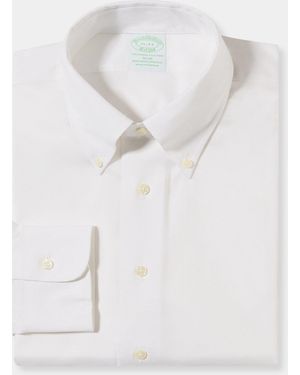 Brooks Brothers Camisa Pinpoint De Algodón Oxford Slim Fit Non-iron Con Cuello Button Down - Blanco