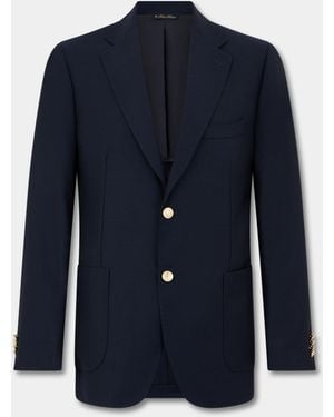 Brooks Brothers Virgin Wool Hopsack Blazer - Blue