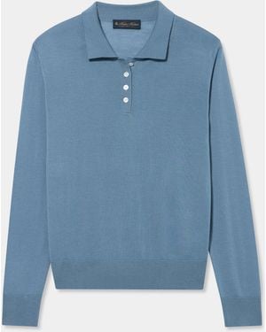Brooks Brothers Relaxed Diamond Merino Polo - Blue