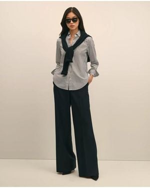 Brooks Brothers Wool Flannel High Waisted Wide-Leg Pant - Natural