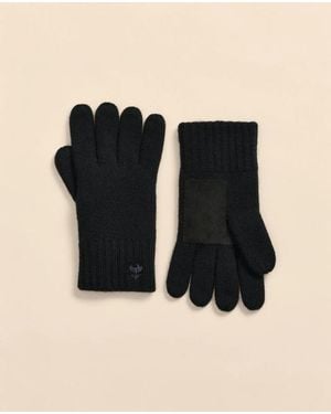 Brooks Brothers Cashmere Leather Gloves - Black