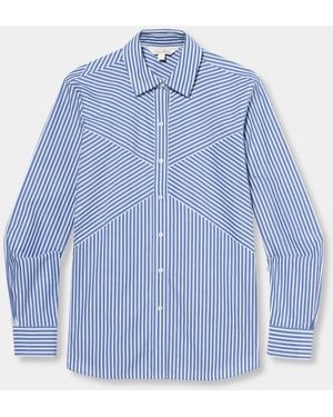 Brooks Brothers Relaxed Fit Striped Poplin Shirt With Forward Point Collar - Blue