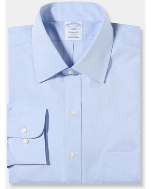 Brooks Brothers Regular Fit Non-Iron Oxford Pinpoint Shirt With Ainsley Collar - Blue