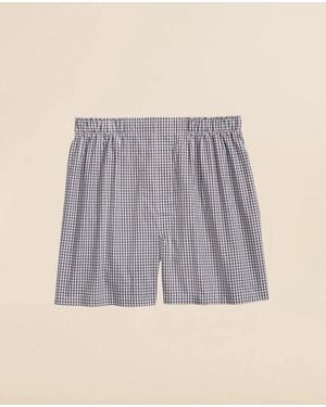 Brooks Brothers Cotton Broadcloth Tattersall Boxers - Gray