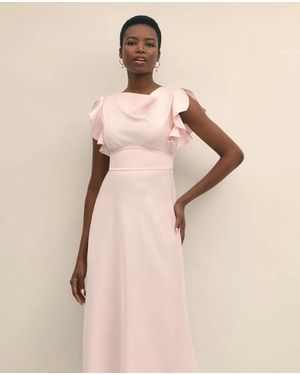 Brooks Brothers Crepe Butterfly Sleeve Maxi Dress - Natural