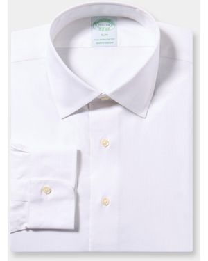 Brooks Brothers Slim Fit Non-Iron Herringbone Supima Shirt With Ainsley Collar - Blue