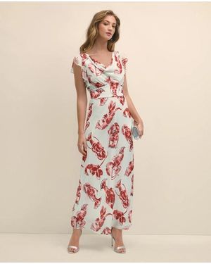 Brooks Brothers Chiffon Lobster Maxi Dress - Natural
