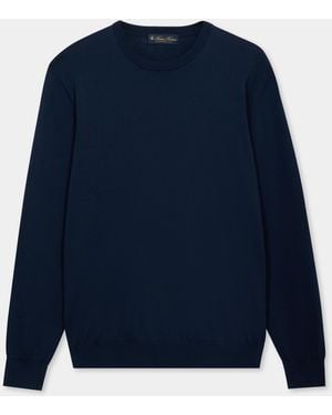 Brooks Brothers Makò Cotton Crewneck Jumper - Blue