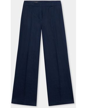 Brooks Brothers Wide Leg Tailored Linen Trousers - Blue