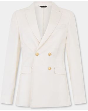 Brooks Brothers Double Breasted Wool Blend Blazer With Buttons - White