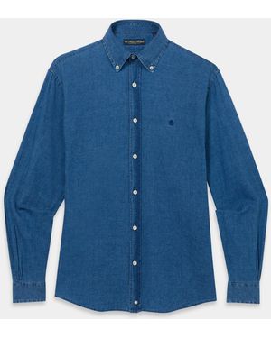 Brooks Brothers Regular Fit Denim Shirt With Button Down Collar - Blue