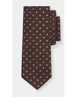 Brooks Brothers Micro Floral Silk Tie - Brown
