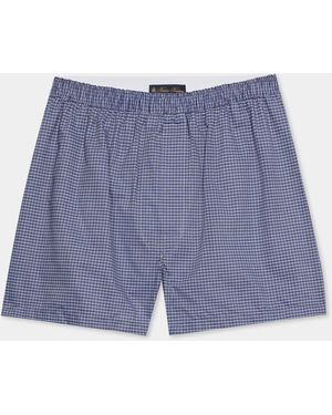Brooks Brothers Tattersall Cotton Boxer - Blue