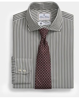 Brooks Brothers Striped Regular Fit Thomas Mason Dress Shirt With English Spread Collar - Grey