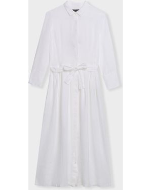 Brooks Brothers Linen Belted Shirt Dress - White