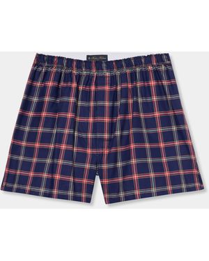 Brooks Brothers Plaid Cotton Boxer Shorts - Blue