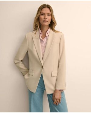 Brooks Brothers Crepe Relaxed Fit Jacket - Natural
