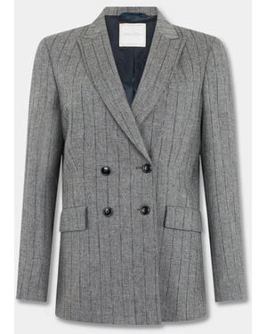 Brooks Brothers Double Breasted Pinstripe Blazer - Grey