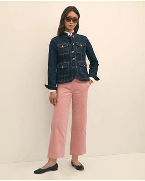 Brooks Brothers Cotton Corduroy Wide Leg Cropped Pants - Blue