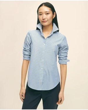 Brooks Brothers Classic Fit Stretch Supima Cotton Non-Iron Bengal Stripe Dress Shirt - Blue