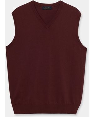 Brooks Brothers Makò Cotton Knit Vest - Purple