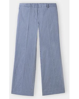 Brooks Brothers Pinstripe Linen Blend Trousers - Blue