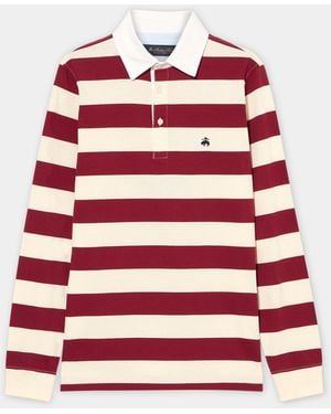Brooks Brothers Striped Jersey Rugby Polo - Red