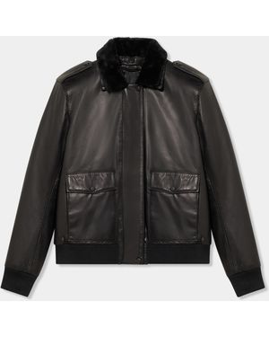 Brooks Brothers Leather Aviator Jacket - Black