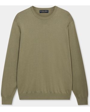 Brooks Brothers Makò Cotton Crewneck Jumper - Green