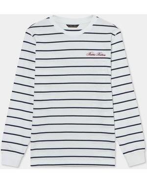 Brooks Brothers Striped Cotton T-Shirt With Logo - White