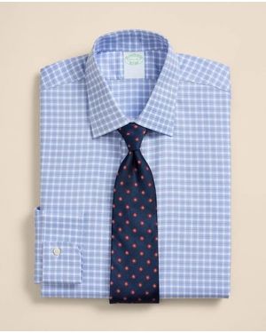 Brooks Brothers Explorer Collection Non-Iron Twill Ainsley Collar, Check Dress Shirt - Blue