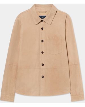 Brooks Brothers Suede Leather Shirt Jacket - Natural