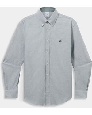 Brooks Brothers Regular Fit Striped Oxford Shirt With Button Down Collar - Grey