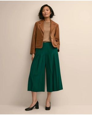 Brooks Brothers Wool-Blend Pleated Culottes - Green