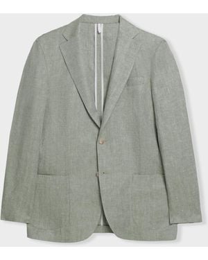 Brooks Brothers Herringbone Design Linen Blazer - Grigio