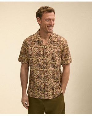 Brooks Brothers Block Print Cotton Camp Shirt - Natural