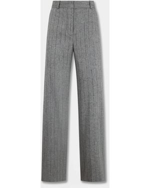 Brooks Brothers Straight Fit Pinstripe Trousers - Grey