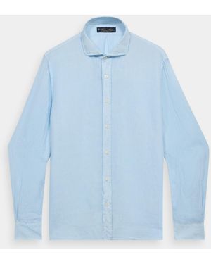Brooks Brothers Slim Fit Linen Shirt With Spread Collar - Blue