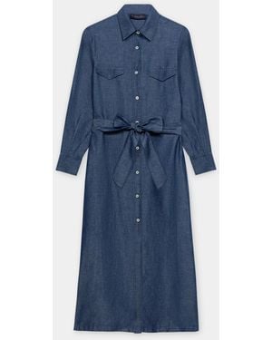Brooks Brothers Maxi Linen Denim Shirt Dress - Blue