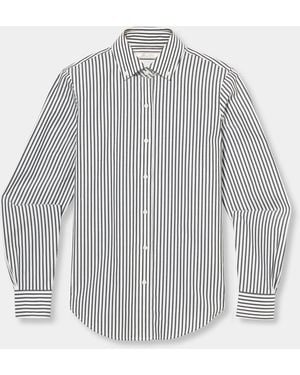 Brooks Brothers Classic Fit Non-Iron Striped Stretch Poplin Supima Shirt With Button Down Collar - Grey