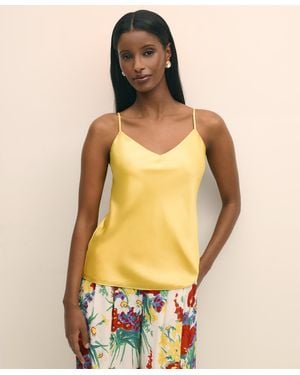 Brooks Brothers V-Neck Silk Charmeuse Top - Giallo