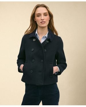 Brooks Brothers Cropped Double Faced Peacoat - Black