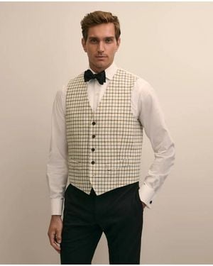 Brooks Brothers Wool Tweed Tattersall Vest - Natural