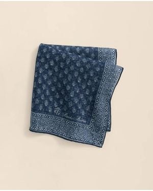 Brooks Brothers Batik Foulard Cotton-Linen Pocket Square Tie - Blue