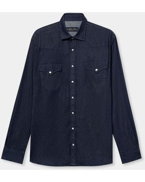 Brooks Brothers Slim Fit Denim Western Shirt - Blue