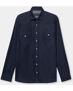 Brooks Brothers Slim Fit Denim Western Shirt - Blu